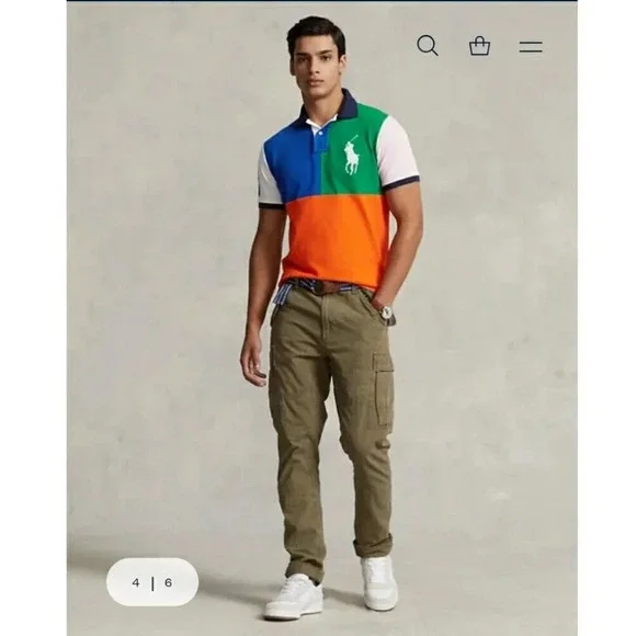 Polo Ralph Lauren Men’s Multi Color Slim Fit Big Pony Mesh Polo Shirt Size Large - Picture 2 of 12